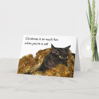 Schwarze Weihnachtskatze Feiertagskarte