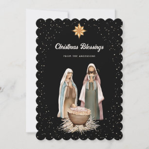 Schwarze Weihnachtskrippe Christliche Weihnachtsst Feiertagskarte