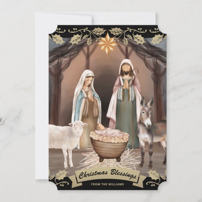 Schwarze Weihnachtskrippe Christliches Weihnachten (Vorderseite)