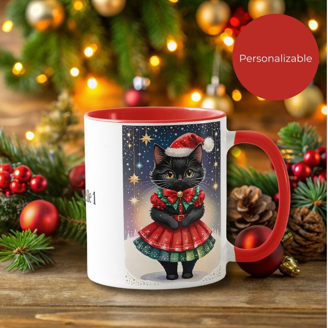 Schwarze Weihnachtskröte in Rot und Grün Tasse (Von Creator hochgeladen)