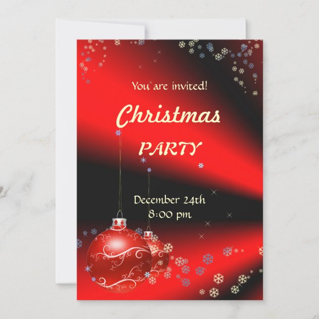 Schwarze Weihnachtszeit-Party Einladung (Vorderseite)