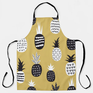 Schwarze, weiße Ananas, gelber Hintergrund Schürze