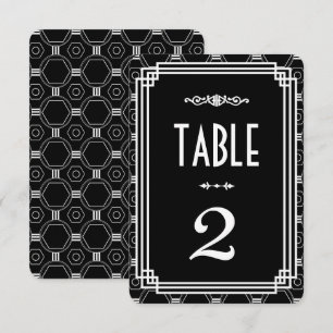 Schwarze & Weiße Art Deco Hochzeitstischnummern Einladung