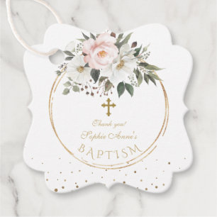 Schwarze weiße Blume Blütengold-Cross-Taufen Geschenkanhänger