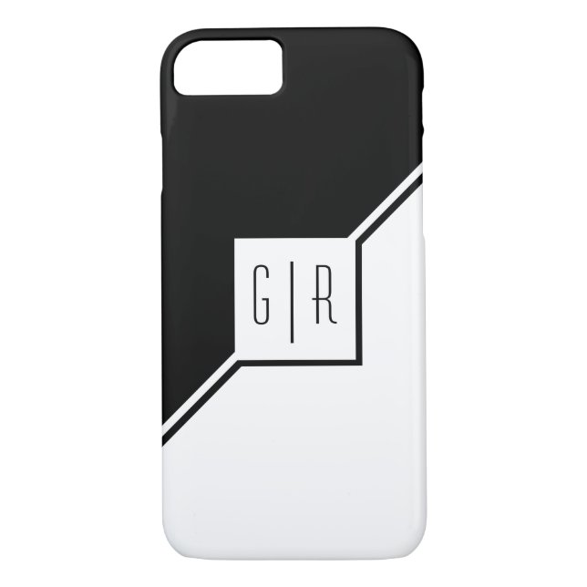Schwarze, weiße Dreiecke, monogramm moderne geomet Case-Mate iPhone Hülle (Rückseite)