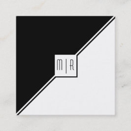 Schwarze, weiße Dreiecke, monogramm moderne geomet Quadratische Visitenkarte