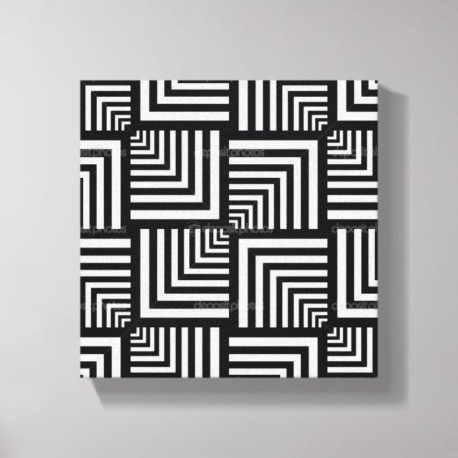 Schwarze, weiße, grafisch überzogene Canvas Art Leinwanddruck (Vorderseite)