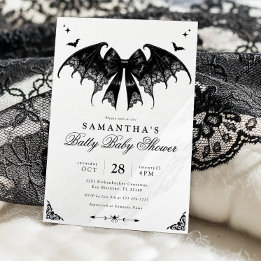Schwarze & Weiße Halloween-Baby-Shower-Einladung Einladung