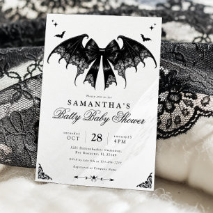 Schwarze & Weiße Halloween-Baby-Shower-Einladung Einladung