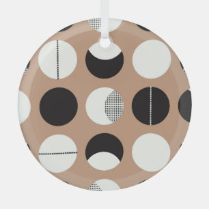 Schwarze, weiße Kreise, brauner Hintergrund. Ornament Aus Glas