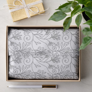 Schwarze Weiße Linienkunst Reben Florales Muster Seidenpapier