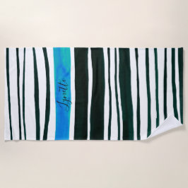 Schwarze, weiße, mediterran blaue Streifen Strandtuch