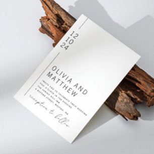 Schwarze weiße moderne Typografie-Hochzeit + QR-De Einladung