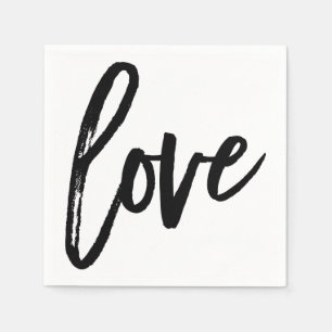 SCHWARZE WEISSE MODERNE TYPOGRAFIE HOCHZEITSPARTY SERVIETTE