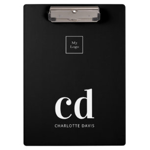 Schwarze weiße Monogramm-Anfangsbuchstaben Firmenl Klemmbrett