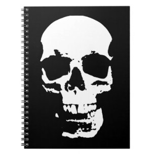Schwarze & Weiße Pop-Art-Totenkopf Stylisch Cool Notizblock