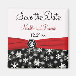 Schwarze, weiße, rote Schneeflocken Speichern Sie Magnet