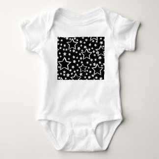 Schwarze, weiße Sterne: urbane Grunge. Baby Strampler
