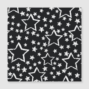 Schwarze, weiße Sterne: urbane Grunge. Magnetkarte
