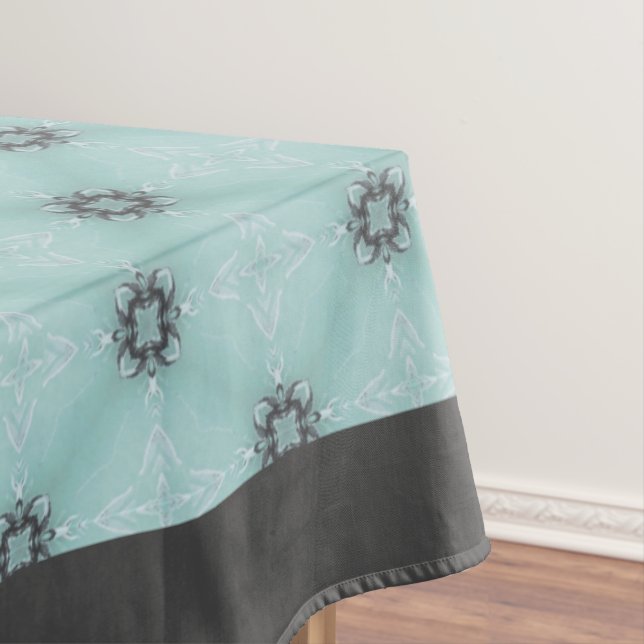 Schwarze, weiße und Aquamarine Diamantfacetten Tischdecke (Beispiel)