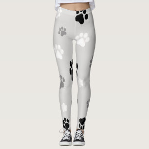 Schwarze, weiße und graue Hundepaw-Leggings Leggings