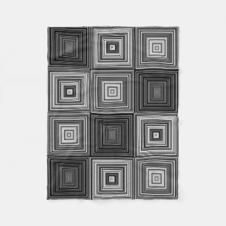Schwarze, weiße und graue Quadrat-Decke Fleecedecke