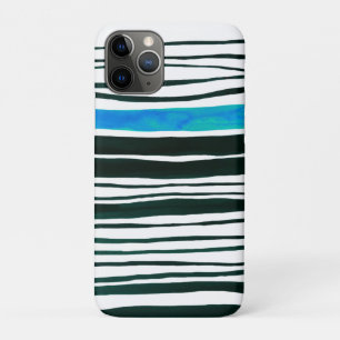 Schwarze, weiße und mediterrane blaue Streifen Case-Mate iPhone Hülle