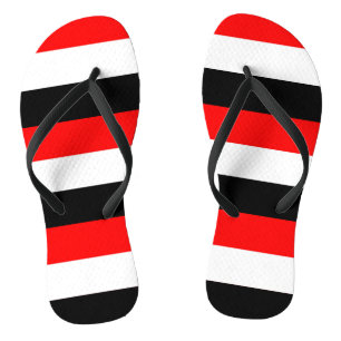 Schwarze, weiße und rote Streifen Flip Flops