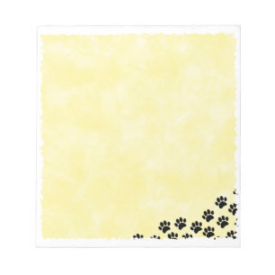 Schwarze Welpe Paw Prints Gelbe Wasserfarbe Notizblock