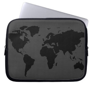 schwarze Weltkarte Laptopschutzhülle