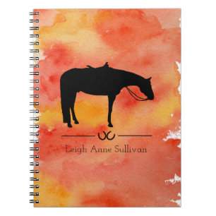 Schwarze Western-PferdeSilhouette auf Watercolor Notizblock