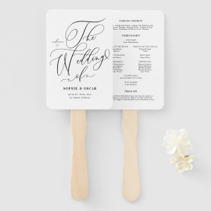 Schwarze whimische Kalligrafie-Hochzeitsprogramme Fächer