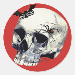 Schwarze Widow-Skull-Sticker Runder Aufkleber