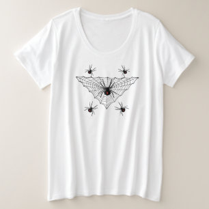 Schwarze Widow Spinnen im dreieckigen Netz Große Größe T-Shirt