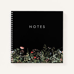 Schwarze Wildblumenwiese Notizbuch