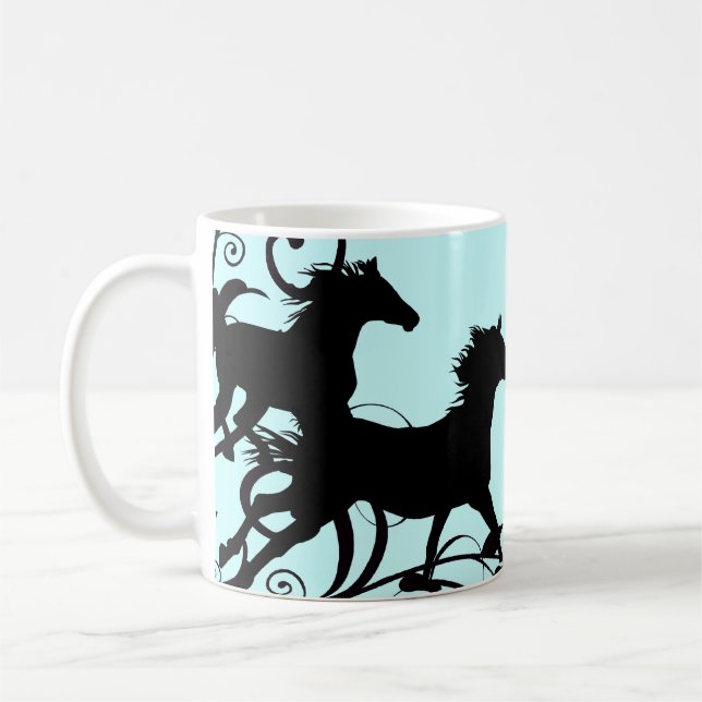Schwarze Wildpferde Kaffeetasse (Links)