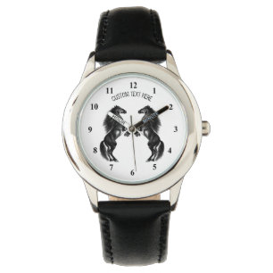Schwarze Wildpferde - Text hinzufügen / Farben hin Armbanduhr