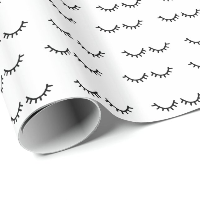 Schwarze Wimpern Geschenkpapier (Rolleneckpunkt)