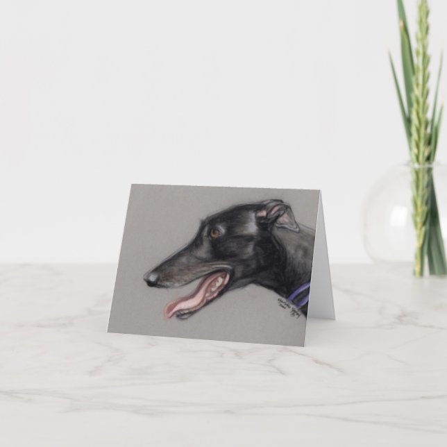 Schwarze Windhund-Hundekunst Notecard Karte (Vorderseite)