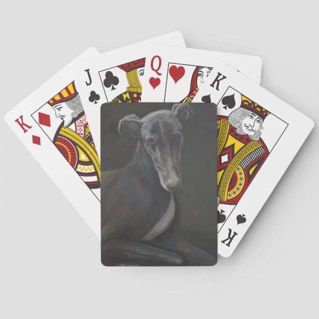 Schwarze Windhund-Hundekunst-Spielkarten Spielkarten (Rückseite)