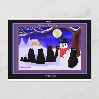 Schwarze Winterkatzen Weihnachtskarten Feiertagspostkarte