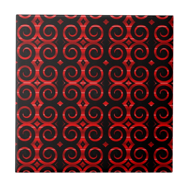 Schwarze Wirbel (rot) Fliese (Vorderseite)