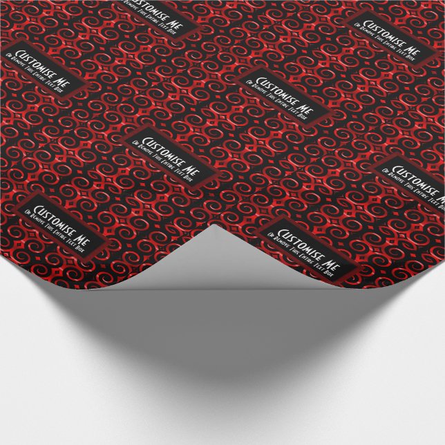 Schwarze Wirbel (rot) Geschenkpapier (Ecke)