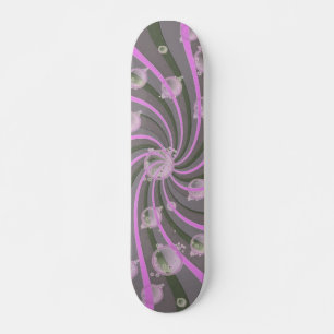 Schwarze Wirbel und Blasen Rosa Skateboard