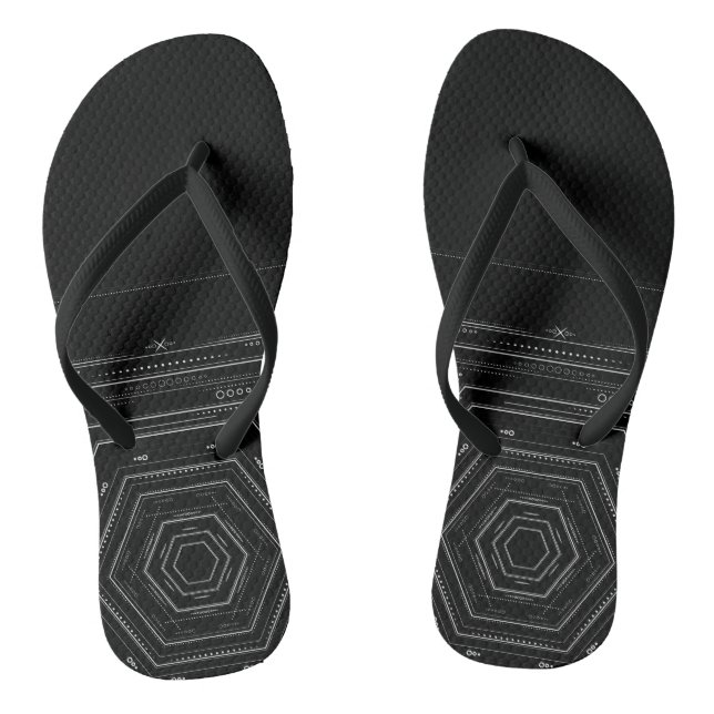 Schwarze Wirbelsäulengeometrie Flip Flops (Fußbett)