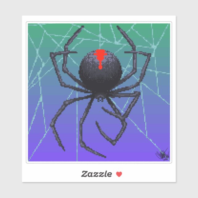 Schwarze Witwe Pixel Aufkleber (Blatt)