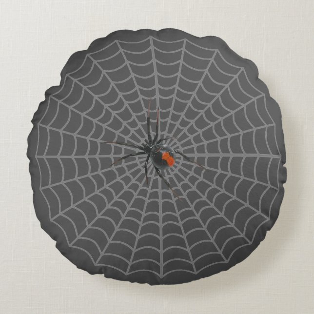 Schwarze Witwe Rundes Kissen (Vorderseite)