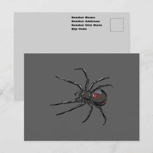 Schwarze Witwe Spider Originelle Zeichnend Kunst Postkarte (Vorne/Hinten)