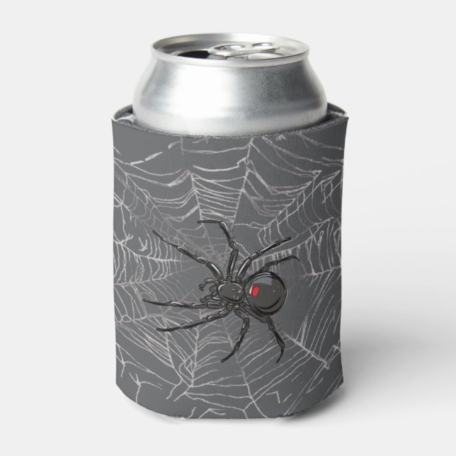 Schwarze Witwe Spiderweb Zeichnend Kunst Dosenkühler (Kanne Vorderseite)