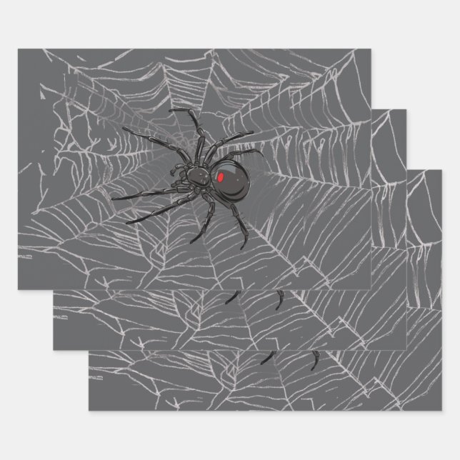 Schwarze Witwe Spiderweb Zeichnend Kunst Geschenkpapier Set (Set)